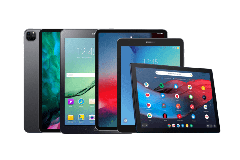 several tablets lined up