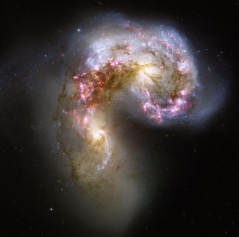 Image of an antenna galaxy in sapce