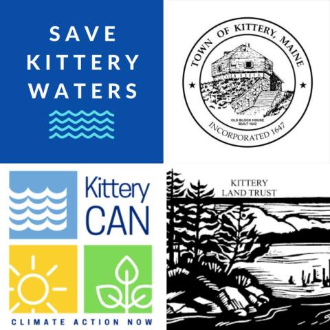 Logos of Save Kittery Waters, Town of Kittery, KCAN and Kittery Land Trust