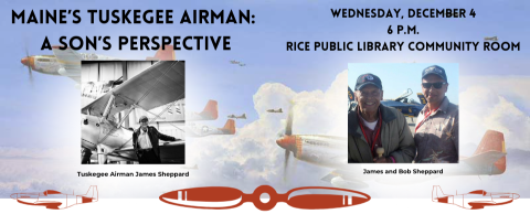 Photos of James and Bob Sheppard with airplanes used by the Tuskegee airmen