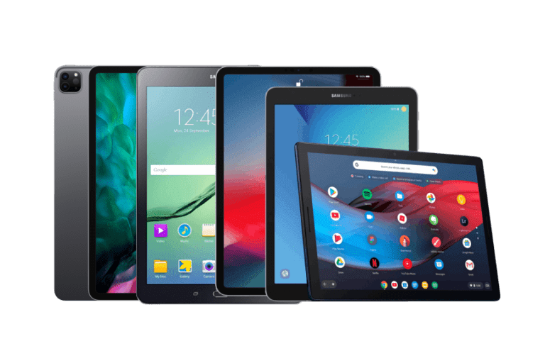 several tablets lined up